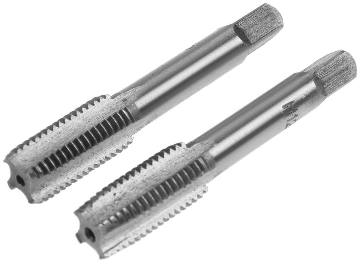 Метчики метрические ручные ТУНДРА, М12 х 1.5 мм, комплект из 2 шт.