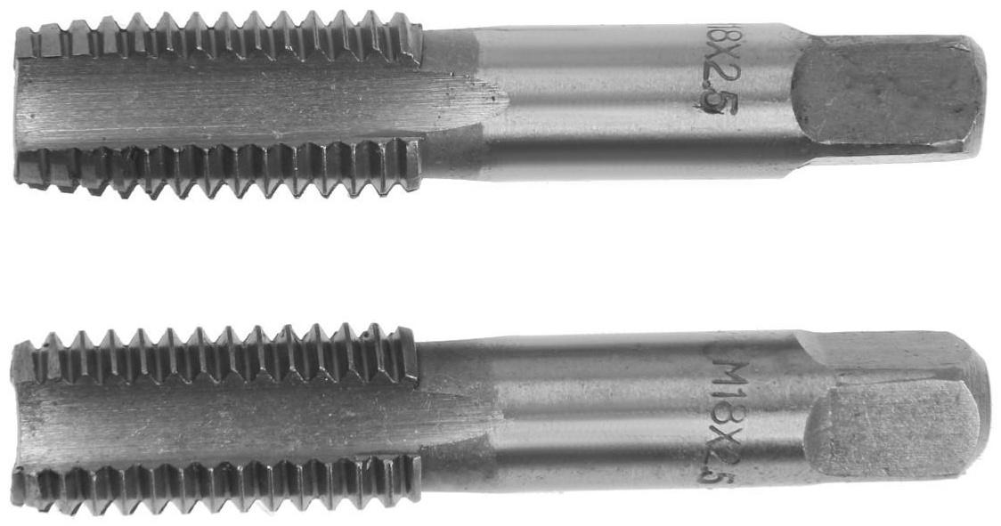 Метчики метрические ручные ТУНДРА, М18 х 2.5 мм, комплект из 2 шт.