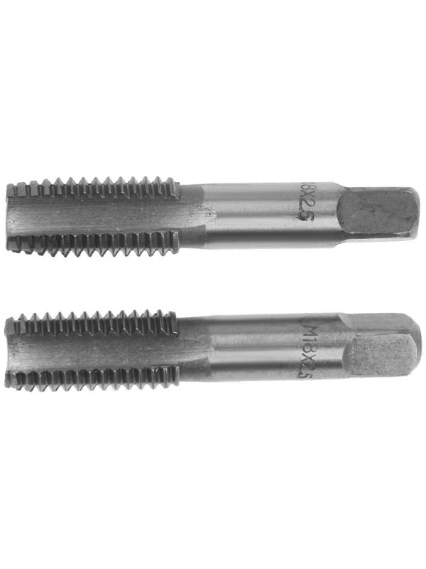 Метчики метрические ручные ТУНДРА, М18 х 2.5 мм, комплект из 2 шт.