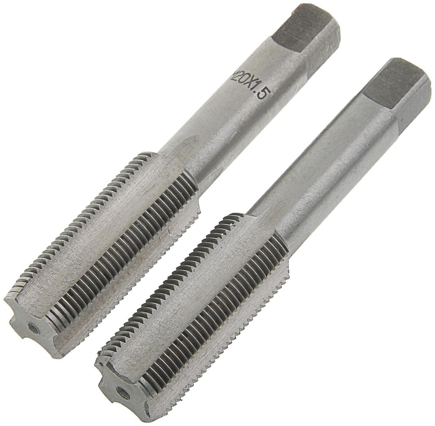 Метчики метрические ручные ТУНДРА, М20 х 1.5 мм, комплект из 2 шт.