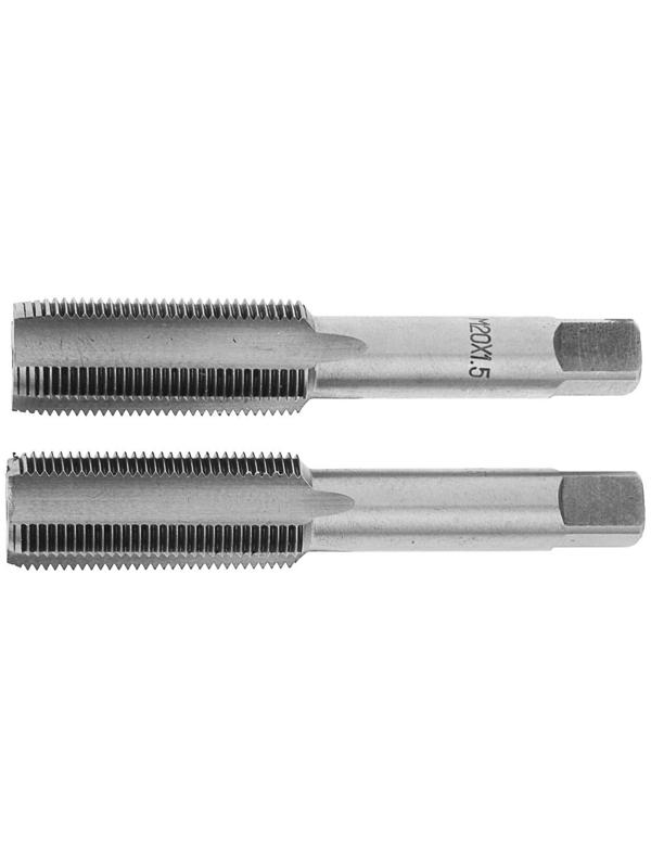 Метчики метрические ручные ТУНДРА, М20 х 1.5 мм, комплект из 2 шт.