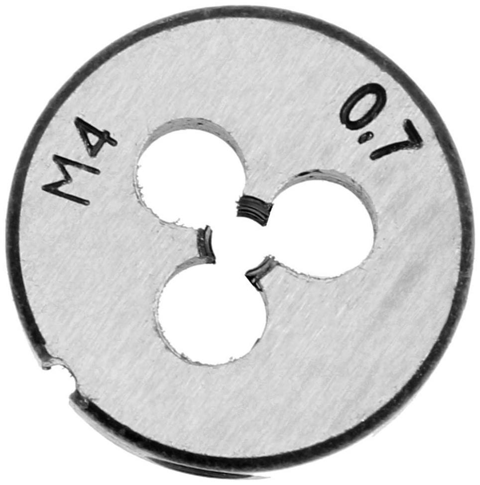 Плашка метрическая ТУНДРА, М4 х 0.7 мм