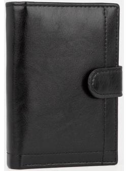 Портмоне на кнопке 3 в 1 для автодокументов и паспорта, 2 отдела, для карт, для монет, цвет чёрный