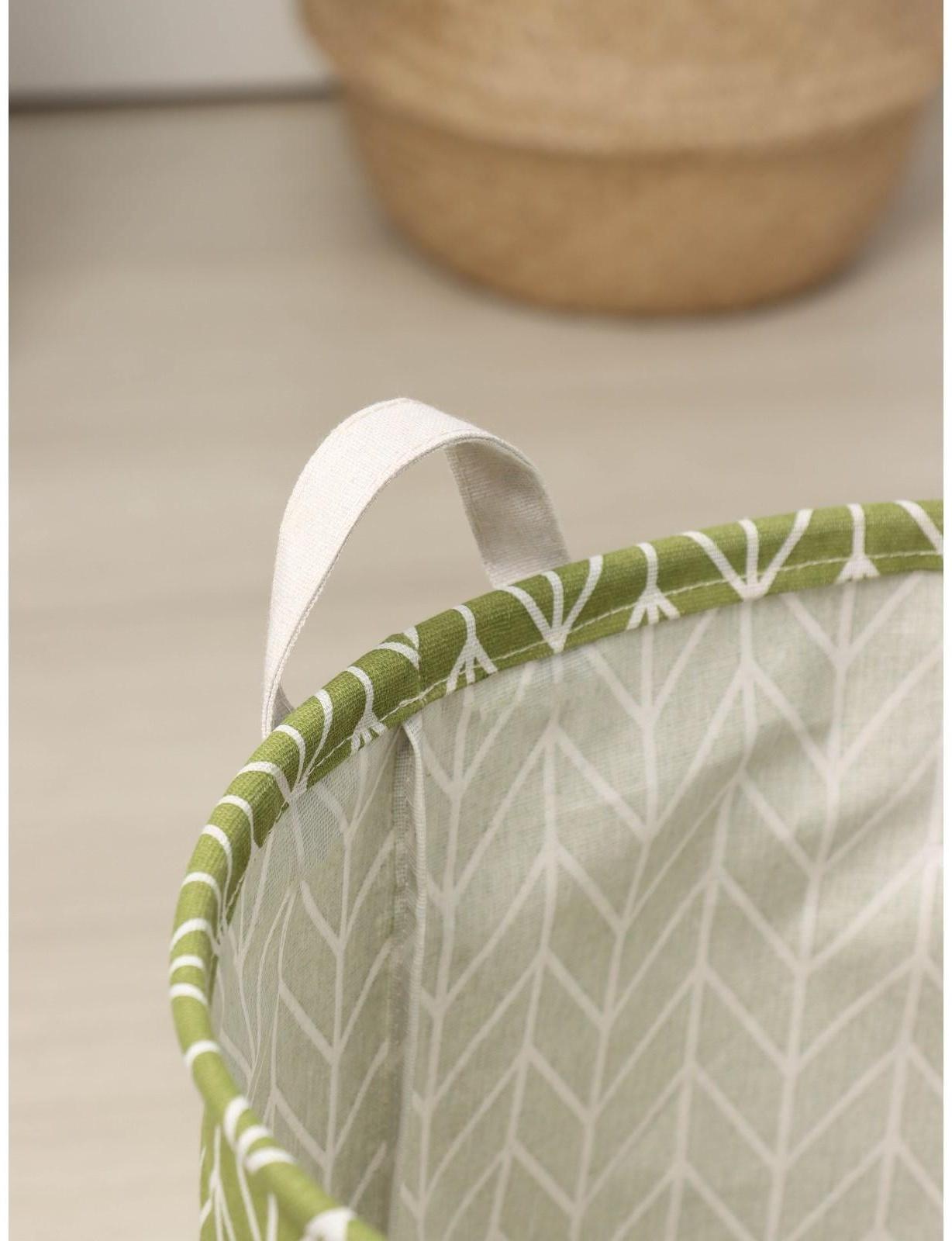 Корзина бельевая текстильная Доляна «Зигзаг», 35×35×60 см, цвет зелёный