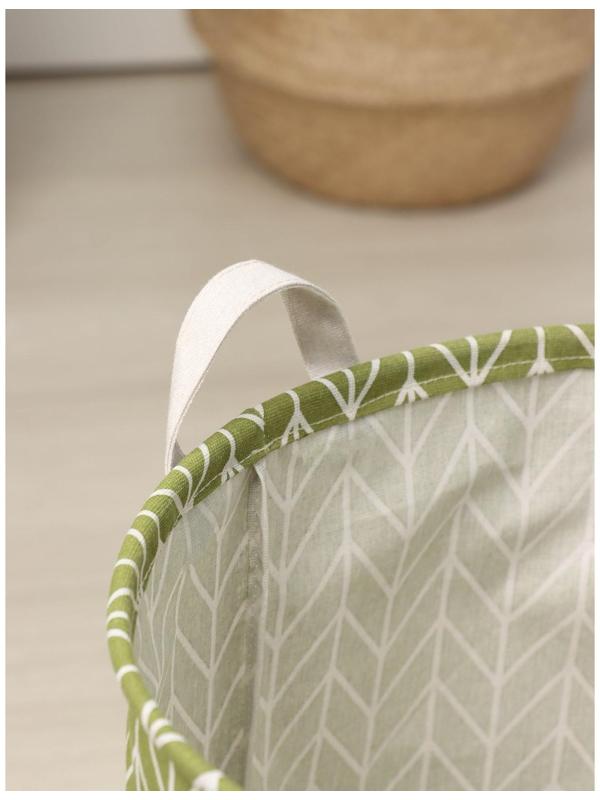 Корзина бельевая текстильная Доляна «Зигзаг», 35×35×60 см, цвет зелёный