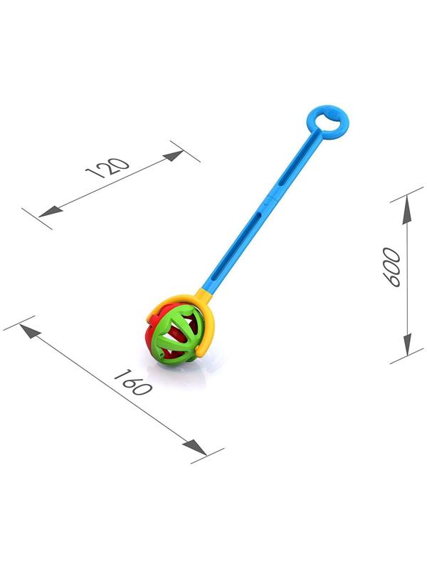 Каталка с ручкой «Шарик», цвет зелёно-красный
