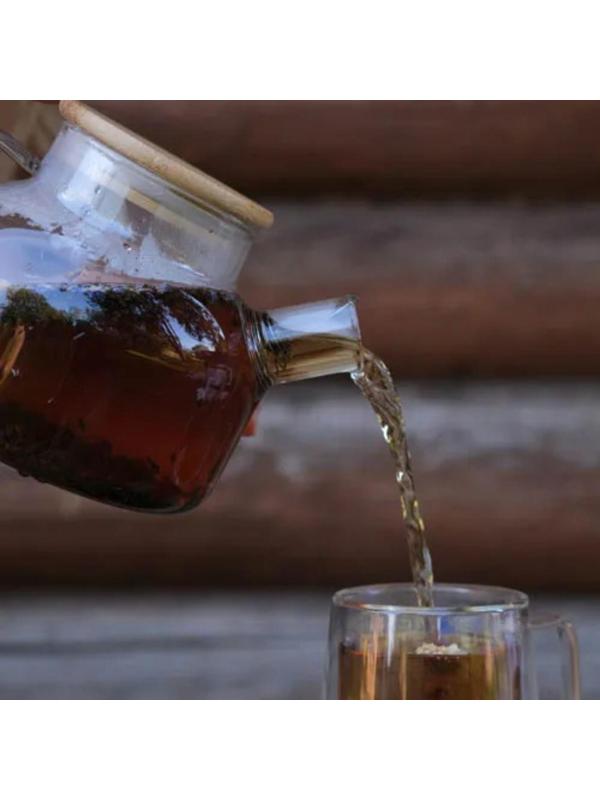 Чайник стеклянный заварочный с бамбуковой крышкой и металлическим фильтром Magistro «Эко», 1 л