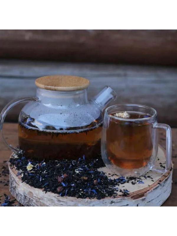 Чайник стеклянный заварочный с бамбуковой крышкой и металлическим фильтром Magistro «Эко», 1 л