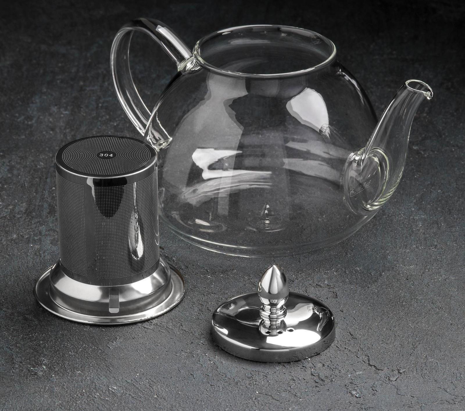 Чайник стеклянный заварочный с металлическим ситом «Жак», 1,3 л