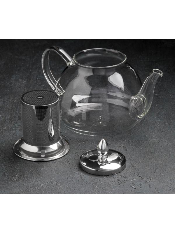 Чайник стеклянный заварочный с металлическим ситом «Жак», 1,3 л