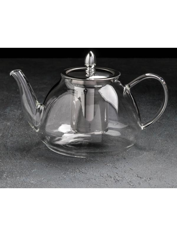 Чайник стеклянный заварочный с металлическим ситом «Жак», 1,3 л