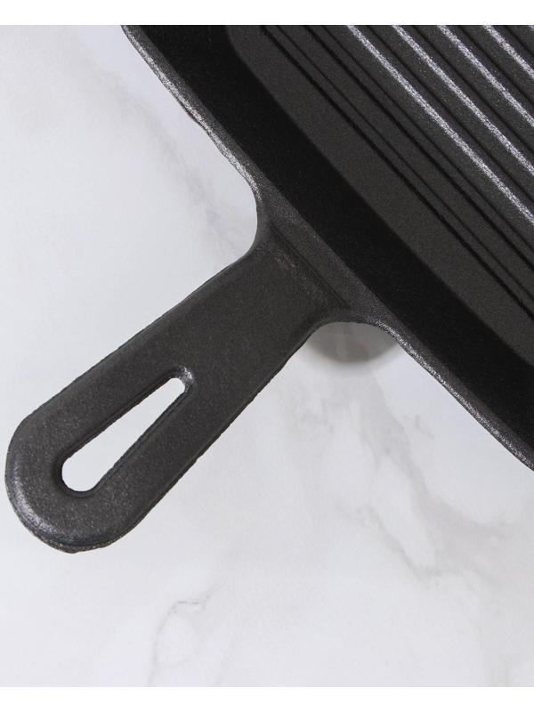 Сковорода-гриль чугунная «Квадрат. Гриль», 19×19×3 см, чугунная ручка, цвет чёрный