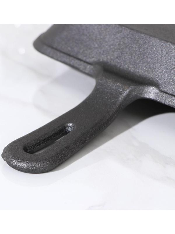 Сковорода-гриль чугунная «Квадрат. Гриль», 19×19×3 см, чугунная ручка, цвет чёрный