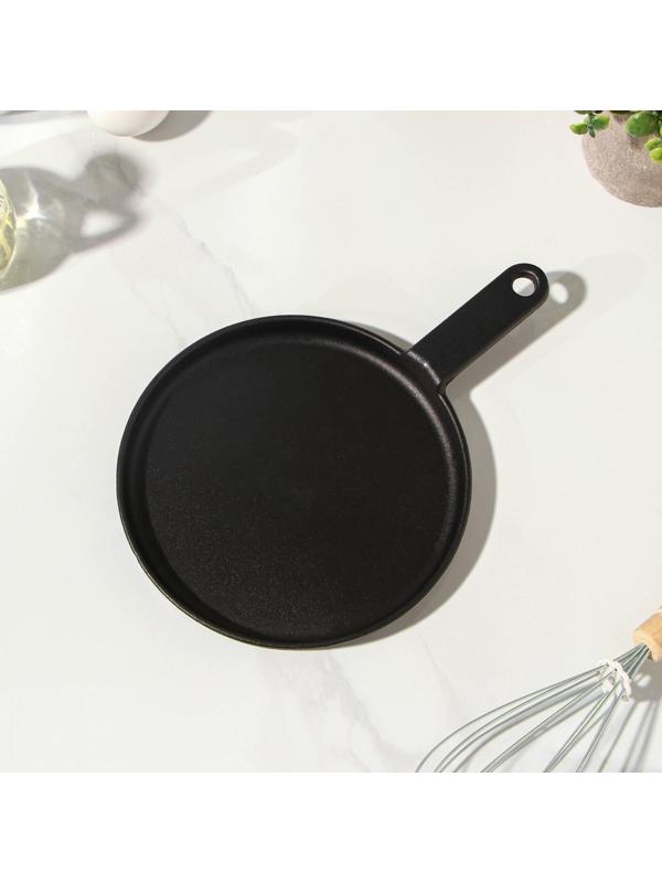 Сковорода блинная чугунная «Круг», d=18 см, чугунная ручка