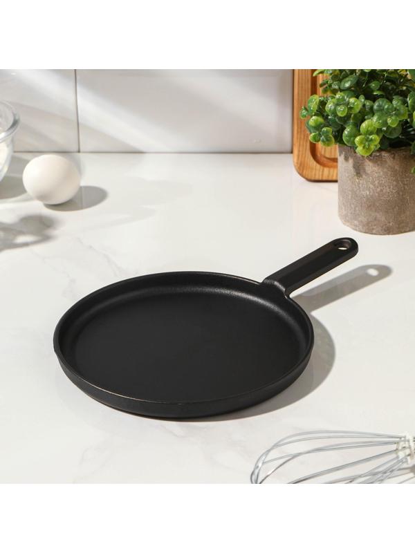 Сковорода блинная чугунная «Круг», d=20 см, чугунная ручка