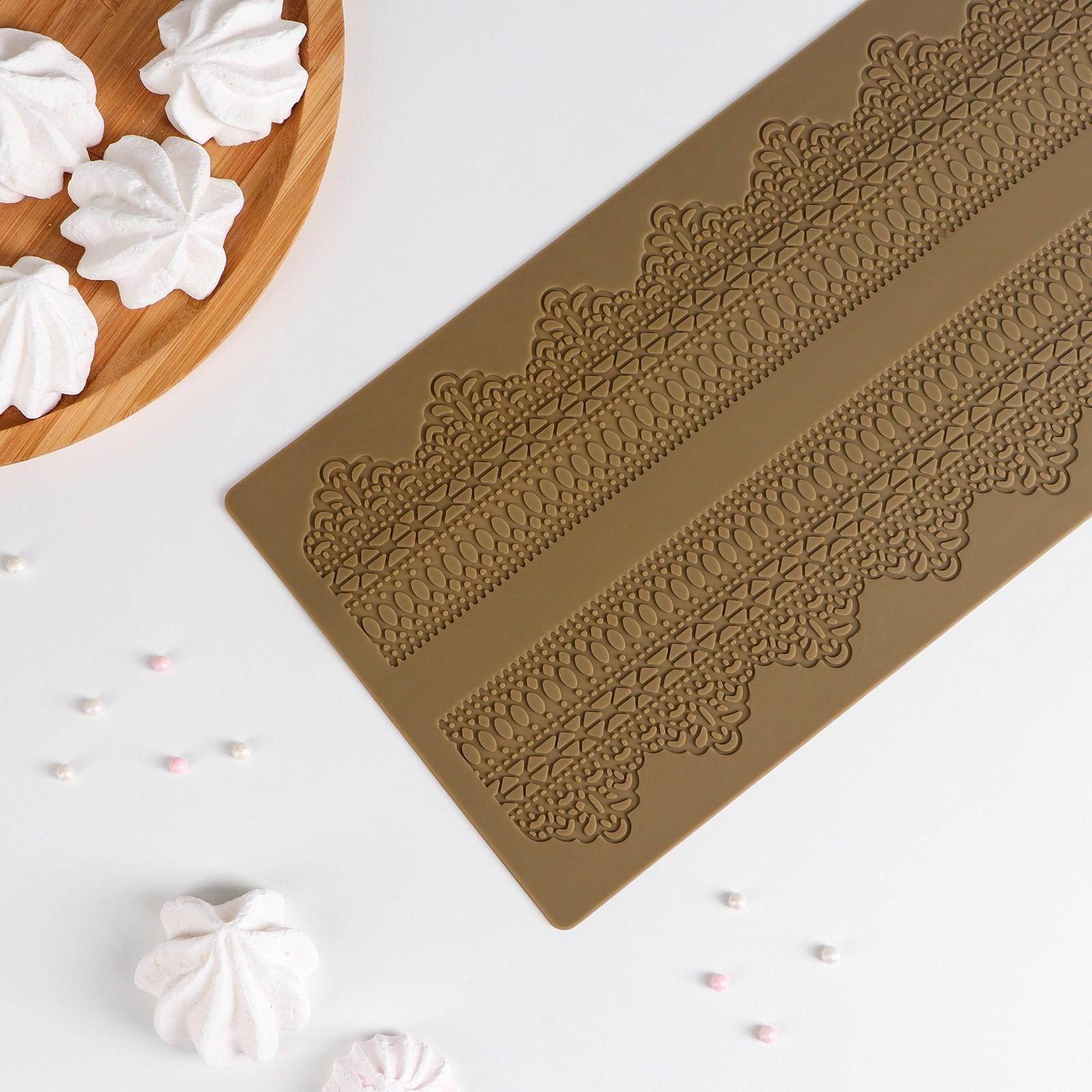 Силиконовый коврик для айсинга Доляна «Кружево», 38,7×16,5 см, цвет МИКС