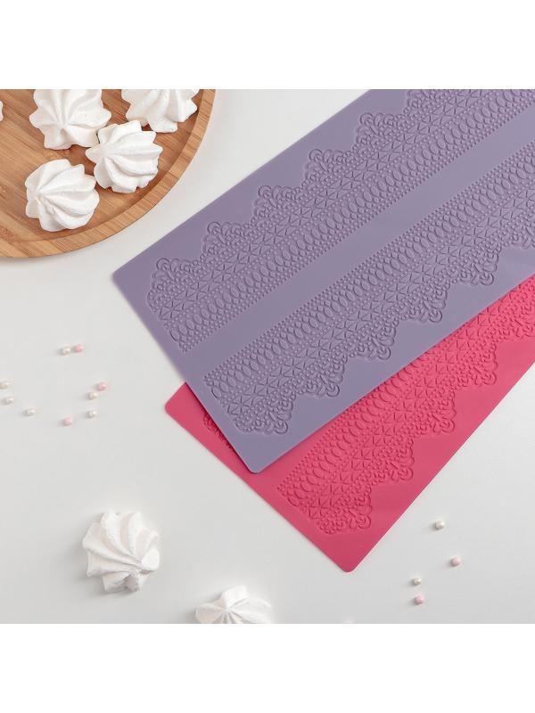 Силиконовый коврик для айсинга Доляна «Кружево», 38,7×16,5 см, цвет МИКС
