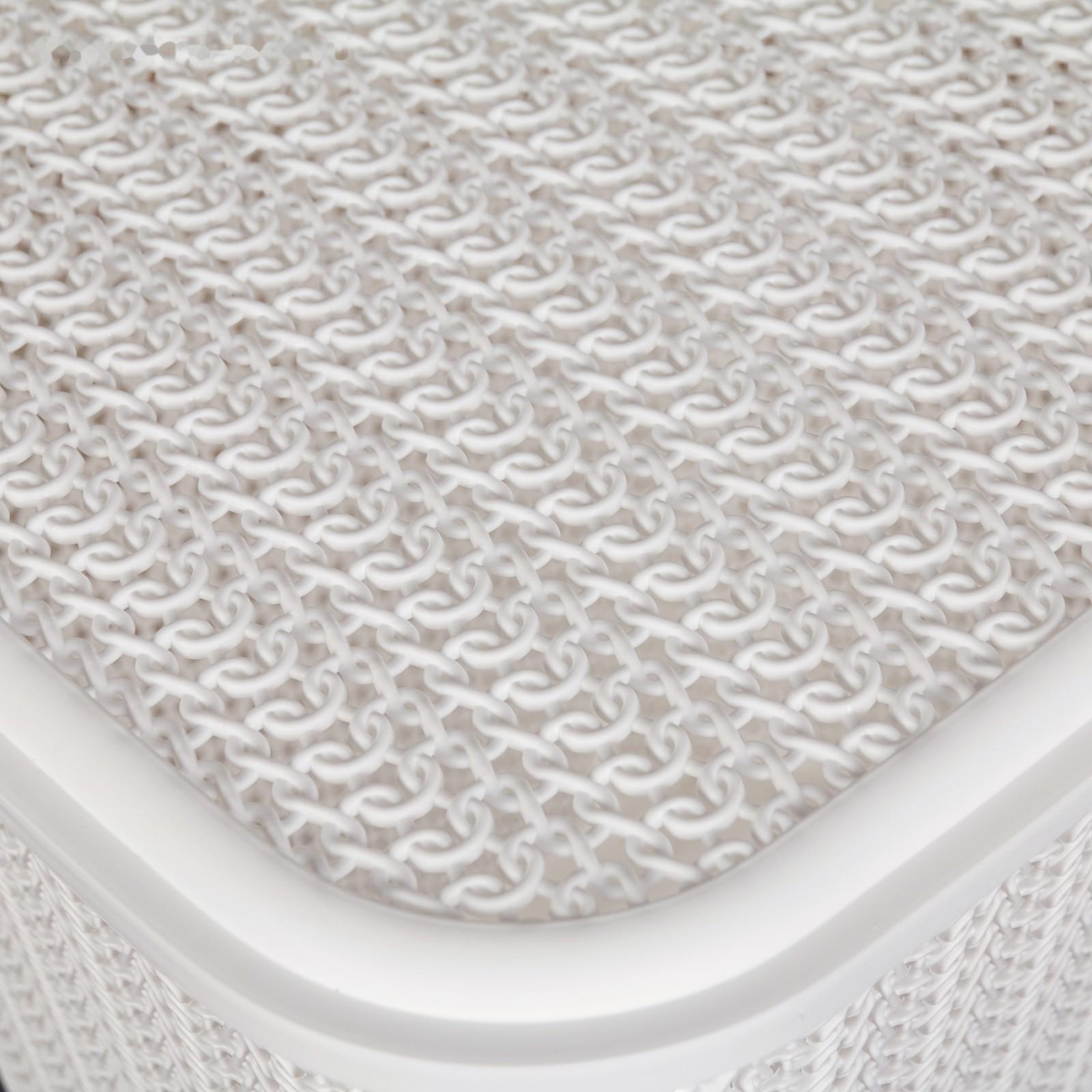 Корзина бельевая с крышкой «Вязь», 60 л, 44×36×52 см, цвет белый