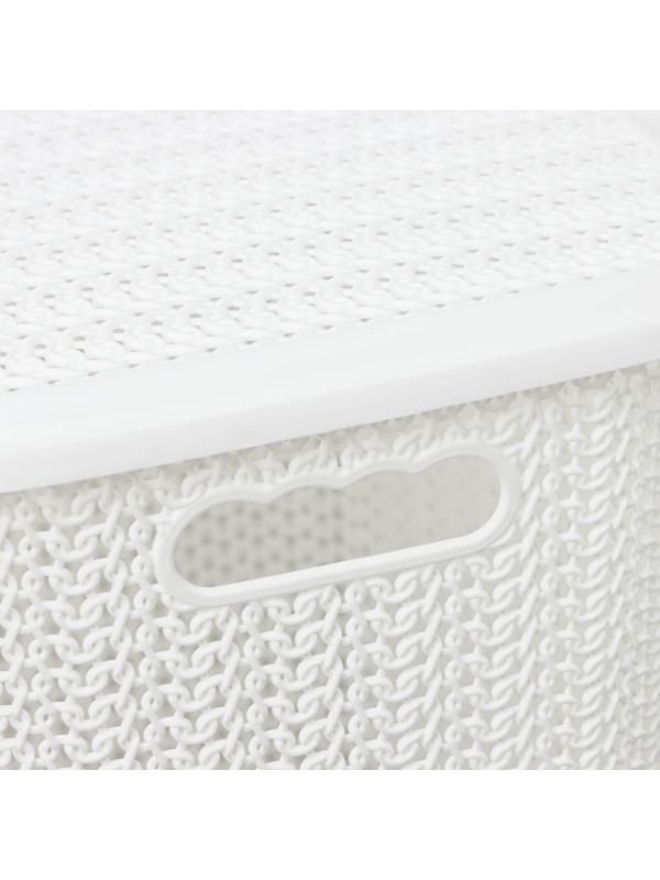 Корзина бельевая с крышкой «Вязь», 60 л, 44×36×52 см, цвет белый