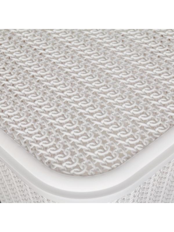 Корзина бельевая с крышкой «Вязь», 60 л, 44×36×52 см, цвет белый