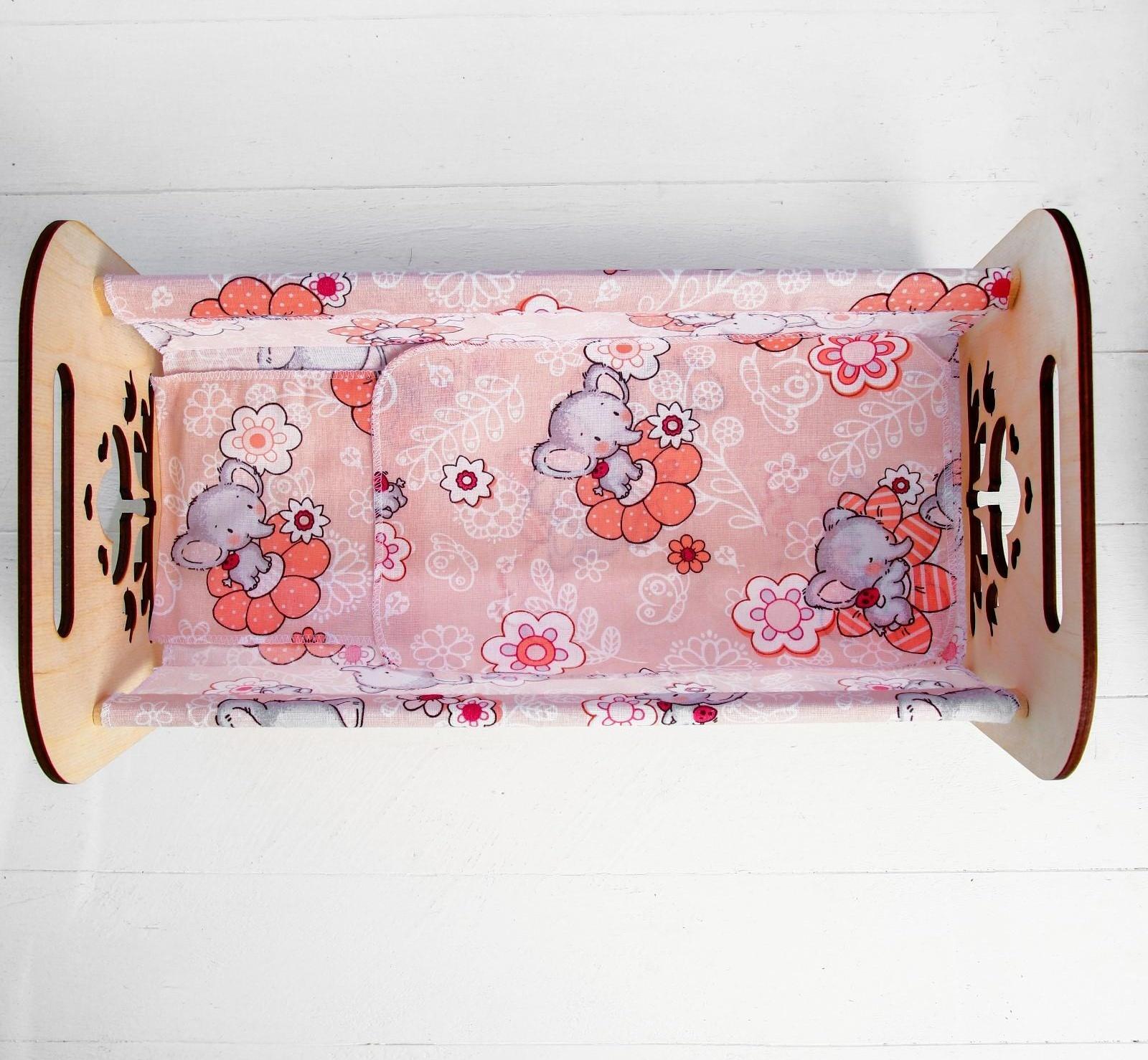 Кроватка деревянная для кукол «Катюша», 44 × 24 × 24 см, с постельным бельём