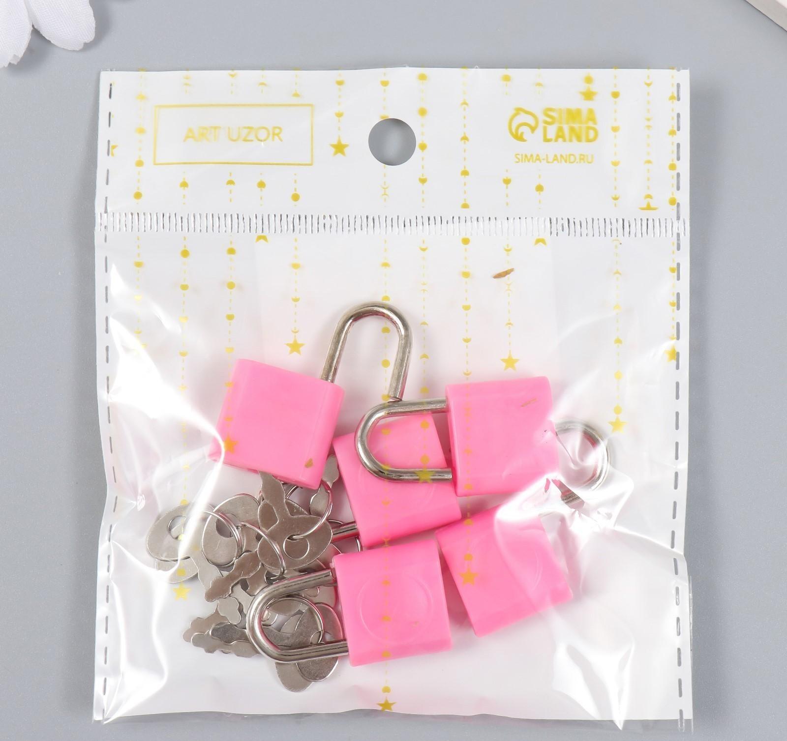 Замочек с ключиком для шкатулки металл, пластик набор 5 шт С286  3,1х1,9 см
