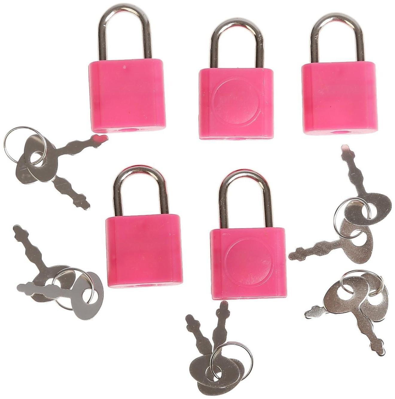 Замочек с ключиком для шкатулки металл, пластик набор 5 шт С286  3,1х1,9 см