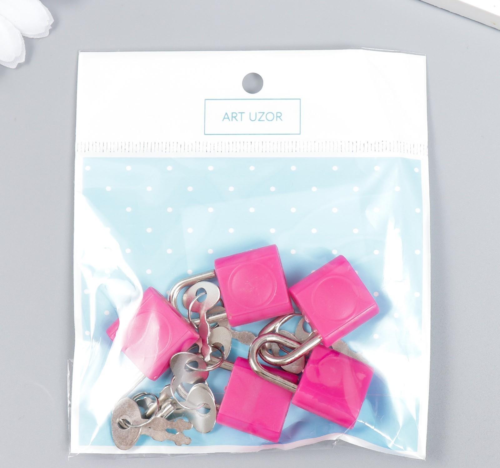 Замочек с ключиком для шкатулки металл, пластик набор 5 шт С286  3,1х1,9 см