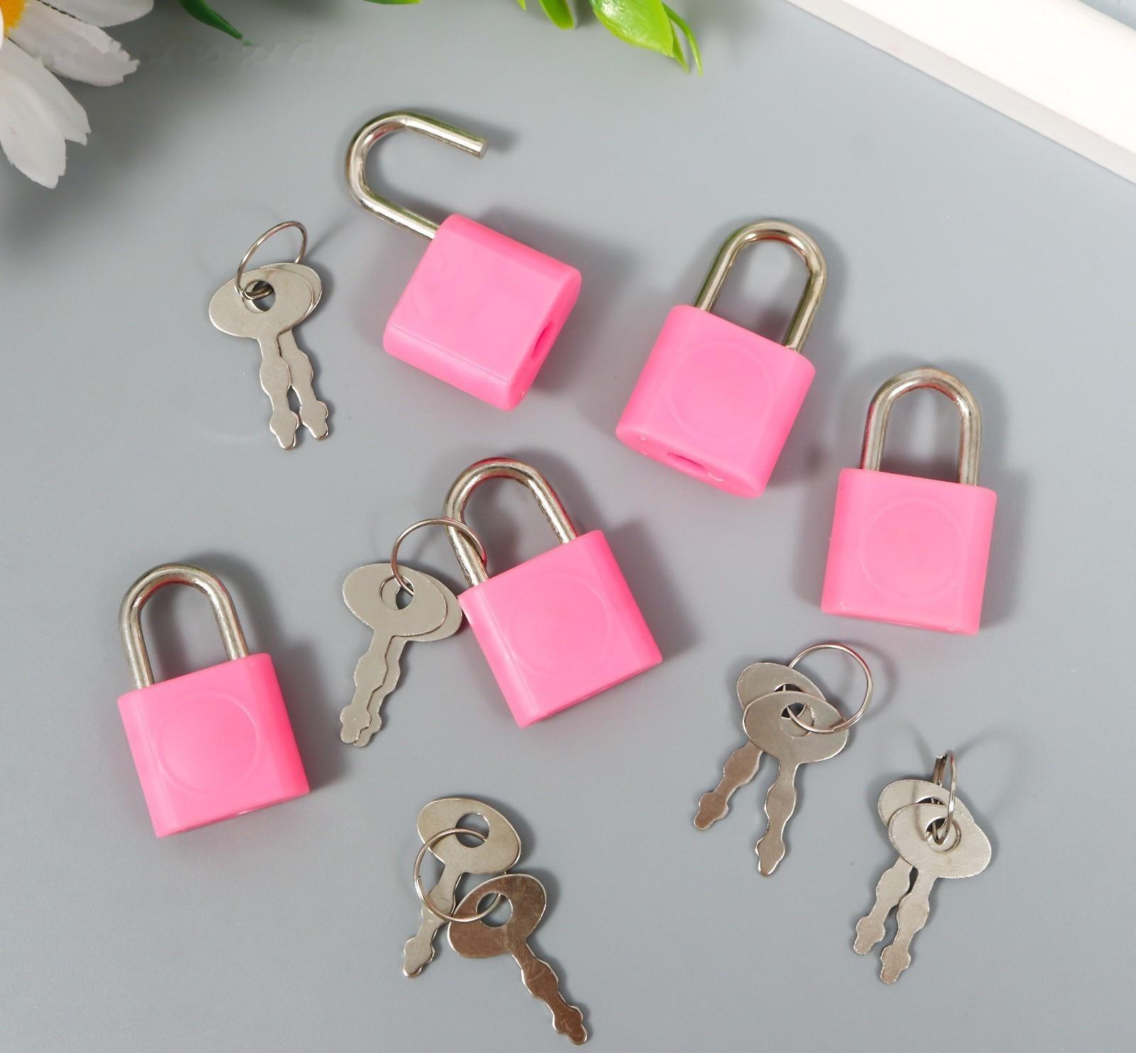 Замочек с ключиком для шкатулки металл, пластик набор 5 шт С286  3,1х1,9 см