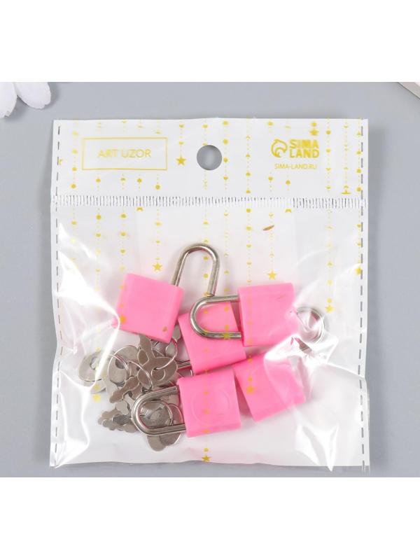 Замочек с ключиком для шкатулки металл, пластик набор 5 шт С286  3,1х1,9 см