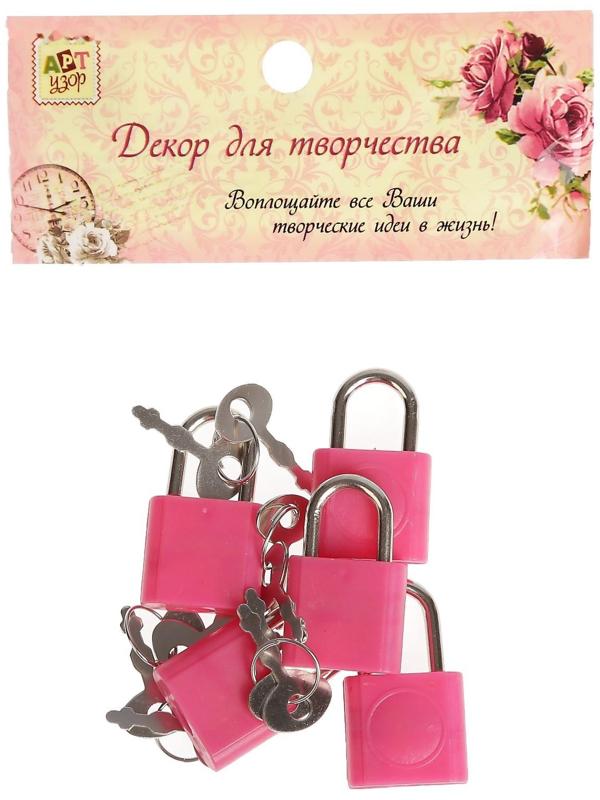 Замочек с ключиком для шкатулки металл, пластик набор 5 шт С286  3,1х1,9 см