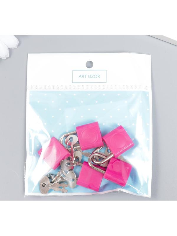 Замочек с ключиком для шкатулки металл, пластик набор 5 шт С286  3,1х1,9 см