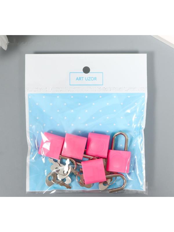 Замочек с ключиком для шкатулки металл, пластик набор 5 шт С286  3,1х1,9 см