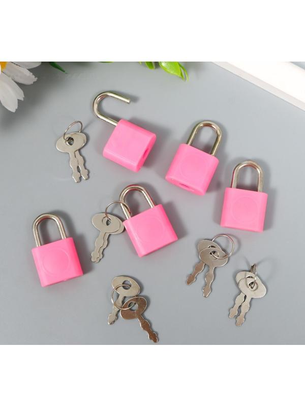 Замочек с ключиком для шкатулки металл, пластик набор 5 шт С286  3,1х1,9 см