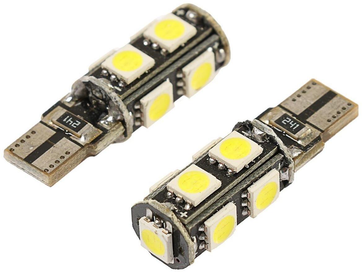 Автолампа светодиодная Cartage, T10 W5W, 12 В, 9 SMD-5050, 2 шт, свет белый