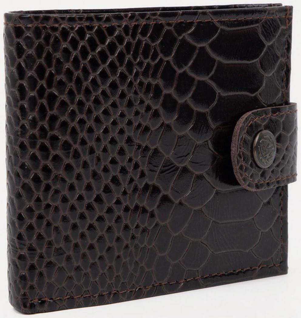 Портмоне на кнопке, для купюр, для карт, для монет, цвет коричневый