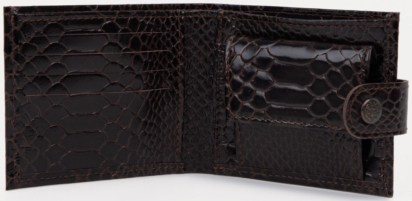 Портмоне на кнопке, для купюр, для карт, для монет, цвет коричневый