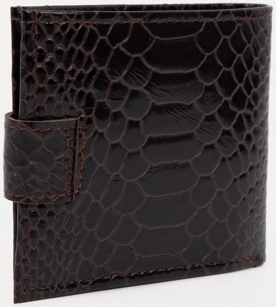 Портмоне на кнопке, для купюр, для карт, для монет, цвет коричневый