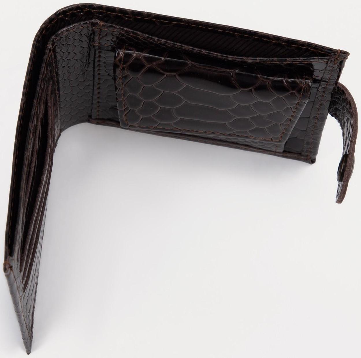 Портмоне на кнопке, для купюр, для карт, для монет, цвет коричневый