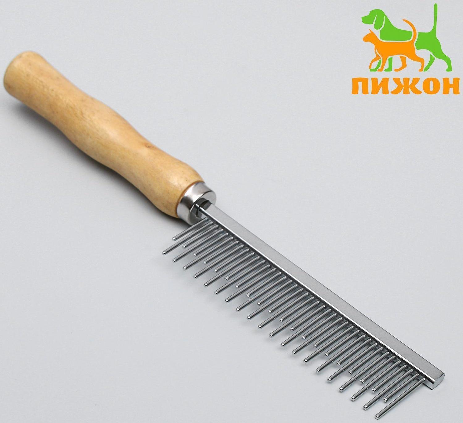 Расчёска-разнозуб Wood с деревянной ручкой, 20 х 3 см