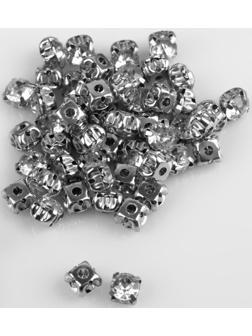 Стразы пришивные «Круг», в оправе, d = 6 мм, 100 шт, цвет белый