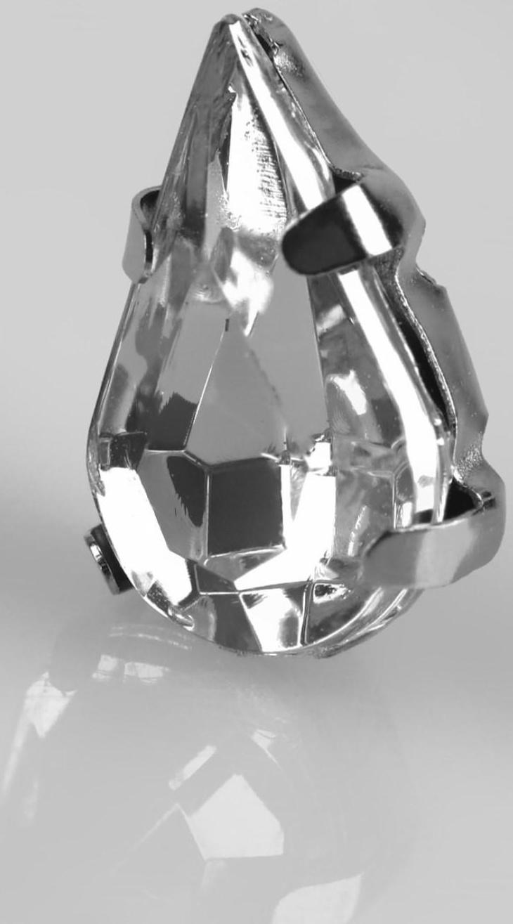 Стразы пришивные «Капля», в оправе, 6 × 10 мм, 50 шт, цвет белый