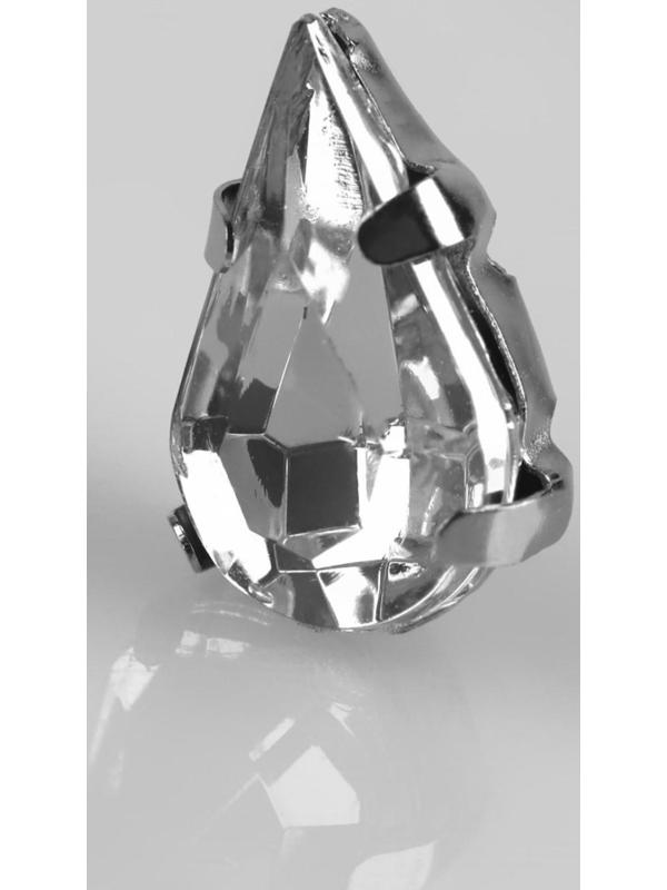 Стразы пришивные «Капля», в оправе, 6 × 10 мм, 50 шт, цвет белый