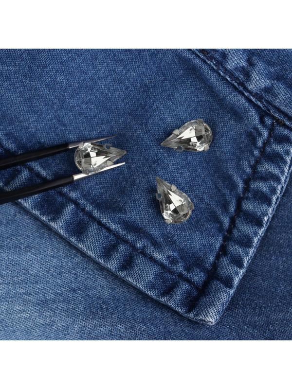 Стразы пришивные «Капля», в оправе, 6 × 10 мм, 50 шт, цвет белый