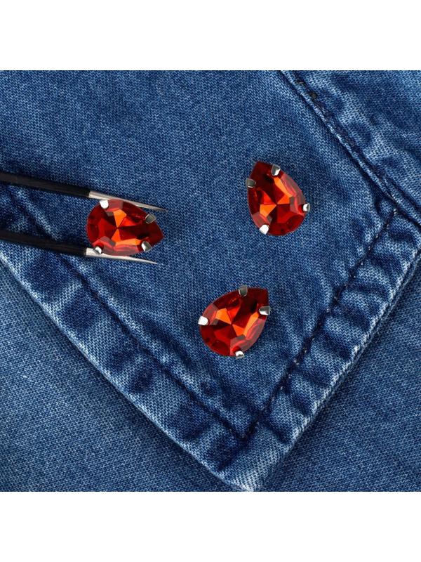 Стразы пришивные «Капля», в оправе, 10 × 14 мм, 20 шт, цвет красный