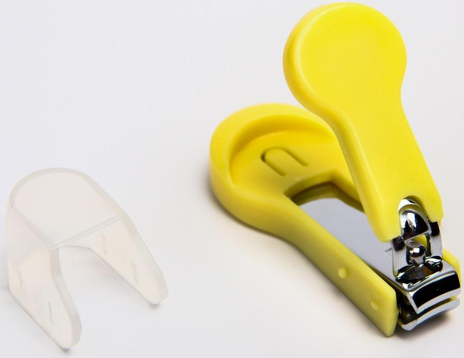 Детский маникюрный набор, 3 предмета: ножницы, пилка, книпсер, от 0 мес., цвет жёлтый