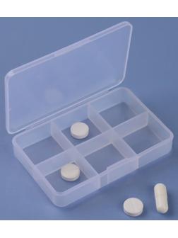 Таблетница, 6 секций, цвет белый