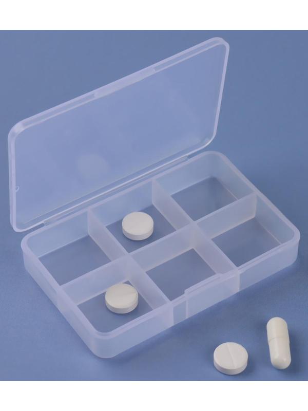 Таблетница, 6 секций, цвет белый