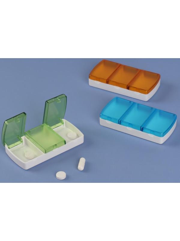 Таблетница, 3 секции, цвет МИКС