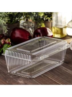 Контейнер одноразовый с неразъёмной крышкой ИП-29, 500 мл, 24,8×15,2×9,2 см, цвет прозрачный